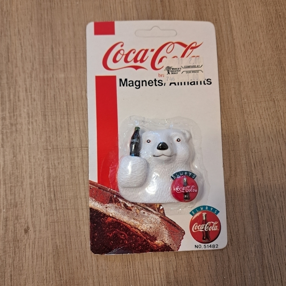 Vintage 1995 Coca Cola Polar Bear Fridge Magnet